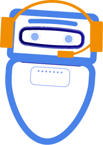 robot stilizzato con cuffie microfono